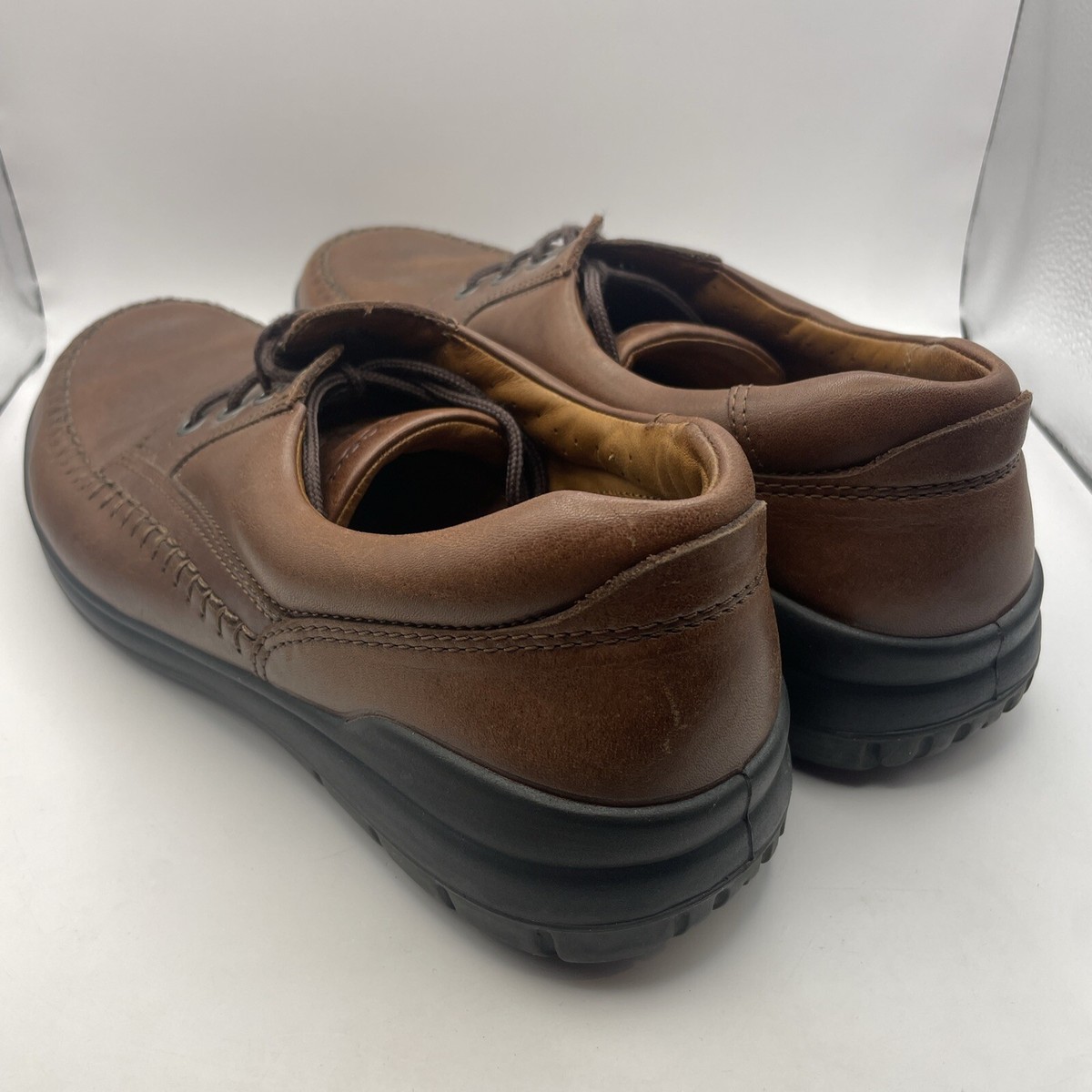 ECCO Seawalker Tie Brown Leather Casual Walking Shoes Men