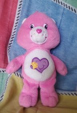 2004 Care Bears 8" Take Care Bear Plush Stuffed Toy Star Purple Heart Pink Bear