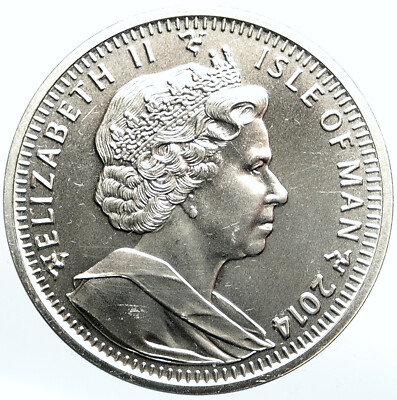2014 ISLE OF MAN UK Queen Elizabeth II Old OZ Proof Silver Angel
