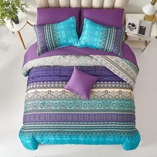 8-Piece Bagged Comforter and Sheet Set Aqua F...
