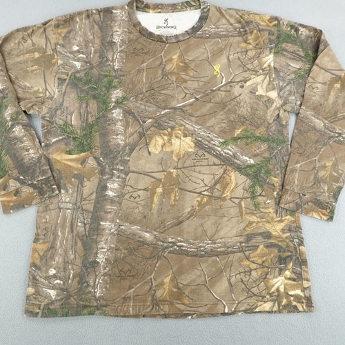 Browning Shirt Mens 2XL Brown Camo Realtree Xtra Hunting Shooting Long Sleeve - Picture 3 of 9