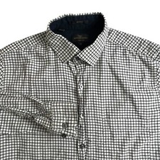 Rodd  Gunn Mens Medium Cream Black Check Sport Fit Long Sleeve Button Up Shirt