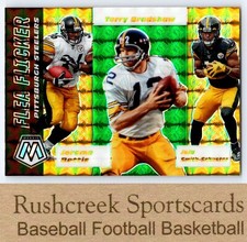 2020 Mosaic #FF14 Jerome Bettis Smith-Schuster Bradshaw Flea Flicker Prizm Green