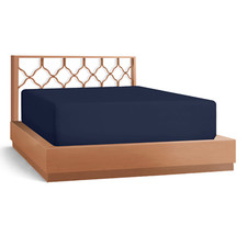 21 Extra Deep Pocket Ultra Soft Double Brushed Fitted Sheet, Cal King-Navy Blue