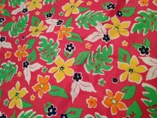 Fabric Hawaiian Style Bright Floral Colors Pink Green Yellow Orange 44" x 98"