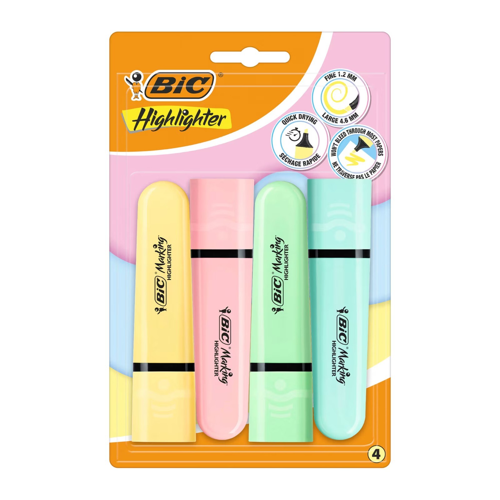 Evidenziatori Bic Marking Highlighter Pastel in Blister da 4 Pezzi