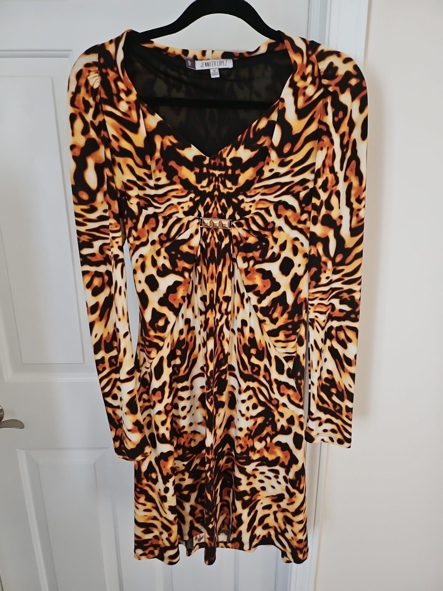NEW Lepoard Print Jennifer Lopez Long Sleeve Dress Size M | eBay