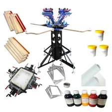 Micro-registration 4 Color 4 Station Screen Printing Kit Stretcher Screen Frames