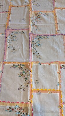 Rare Patchwork Hankie Quilt Fabric One piece 2 yards & 9''/44 inches wide Cotton