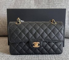 NEW w/ Tag CHANEL Black Caviar GHW Quilted SMALL Classic Double Flap w/ Receipt