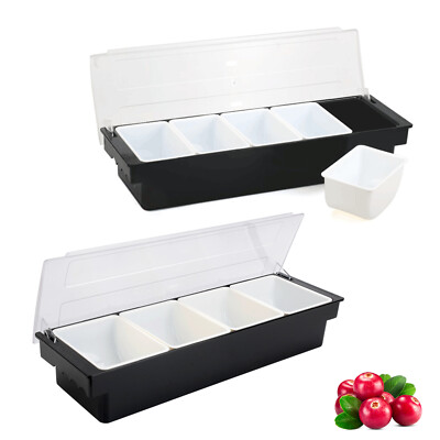 Tray Bar Fruit Caddy 5 Removable Compartments Ice Condiment Serving Tray