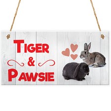 Tough New DOUBLE Rabbit PERSONALISED NAME Hutch Sign Plaque House Garden Cage Ru