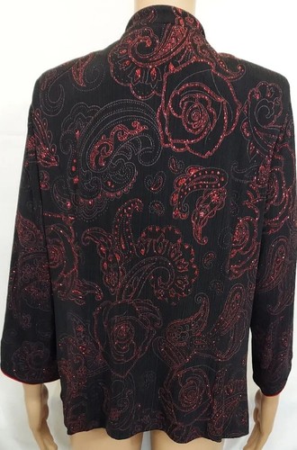 TANJAY Jacket & Tank Top Size Medium Black w/Red Paisley Print Long Sleeve Top - Picture 6 of 24