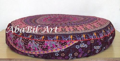 42X6" Multi Mandala Cotton Cushion Cover Round Floor Decorative Pillow Cover - Picture 2 of 4