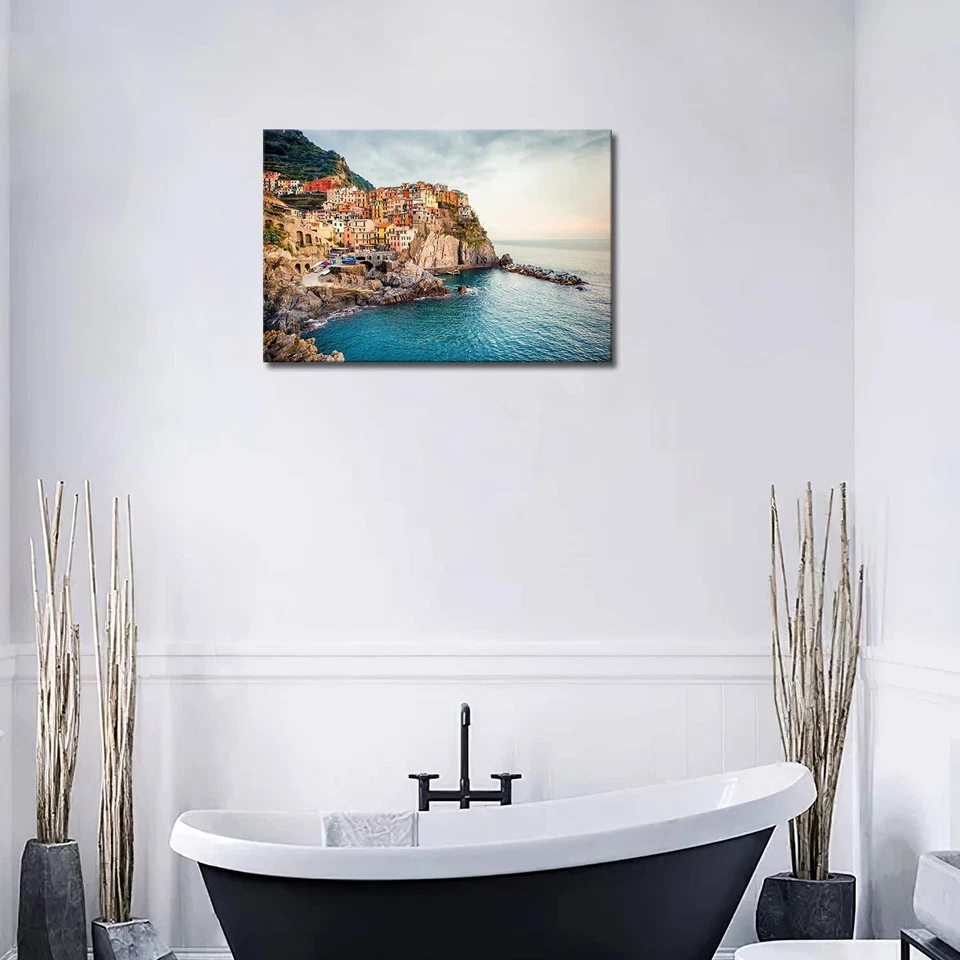 Arte de pared Italia Cinque Terre mar Manarola arte de pared mediterráneo costa de Amalfi... Foto 4 de 4