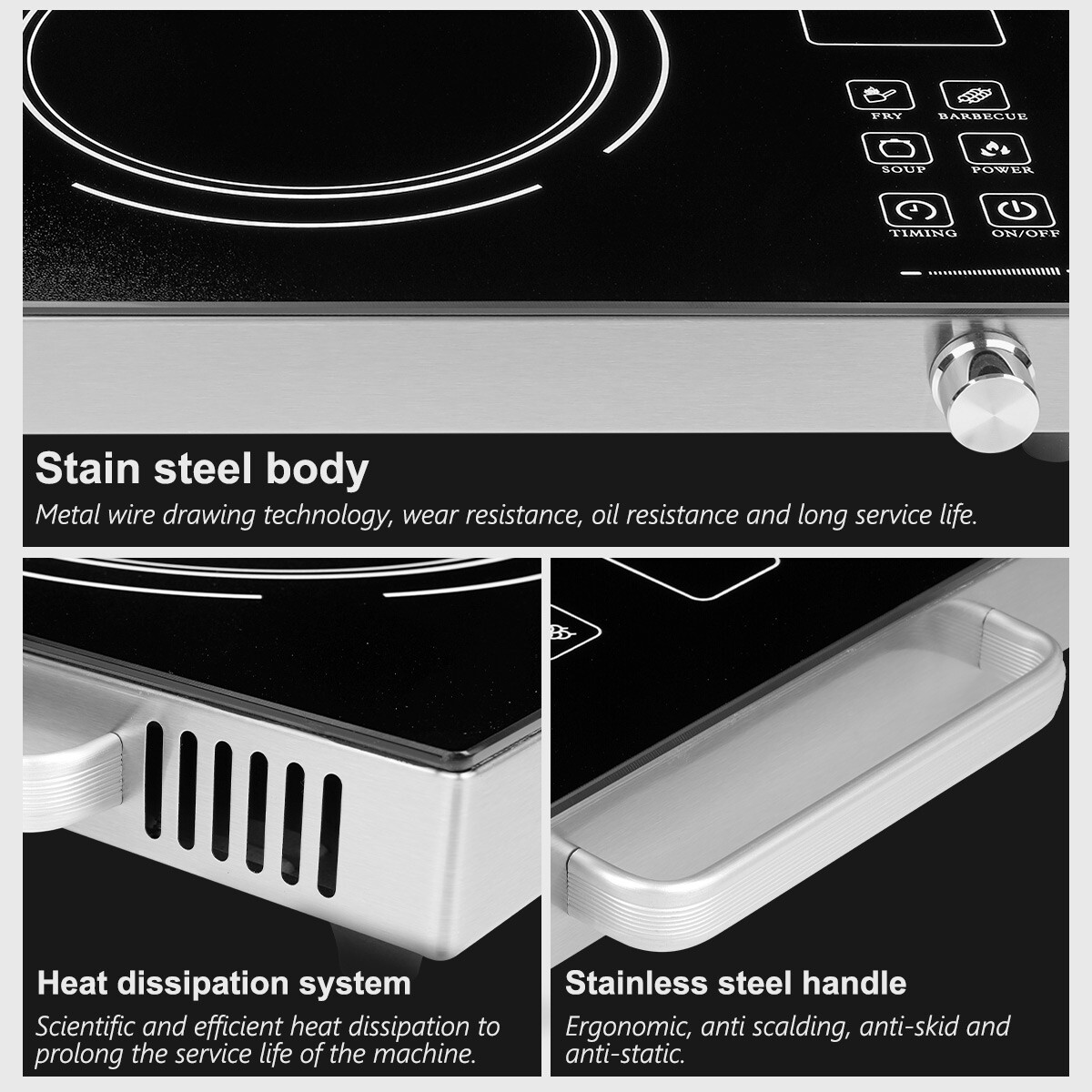 3500W Portable Induction Infrared Cooktop Countertop Burner With 5