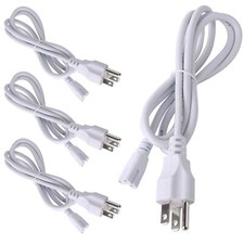 4FT US Power Cables T5 T8 LED Tube Light Fixture 3 Pin Plug Cord Wire White 4PCS