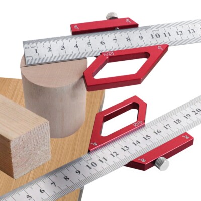 Woodworking Positioning Block Center Finder Steel Ruler Angle Scriber 45°/60/90°