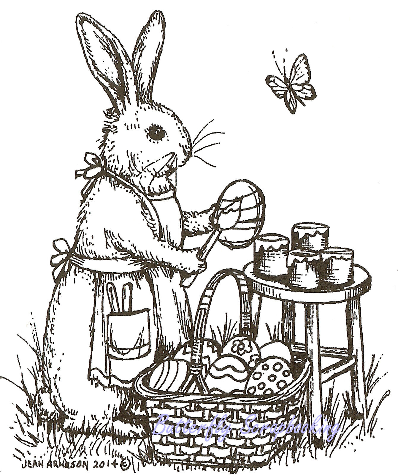 EASTER Bunnies with Easter Eggs Wood Mounted Rubber Stamp NORTHWOODS O9001 New