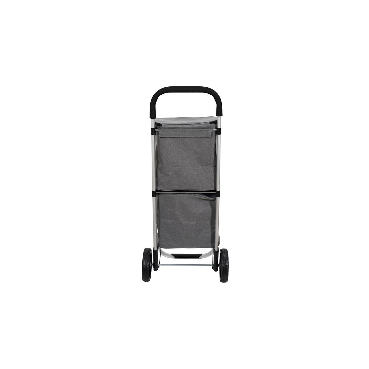 Chariot de marché 2 compartiments gris 99cm pour soulager le dos aux courses