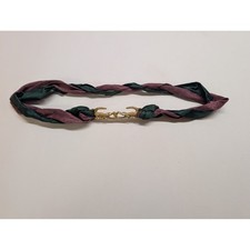 Vtg Braided Rope Belt Green Purple Gold Tone Alligator Crocodile Buckle 32" Boho