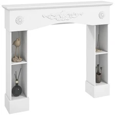 HOMCOM Baroque Fireplace Mantel, Fireplace Surround with Leg, White