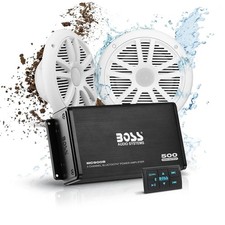 Marine Boat 6.5 Inch Speakers and 4 Channel Amplifier Package Waterproof