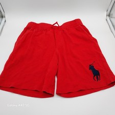 Polo Ralph Lauren Boys Red Big Pony Fleece Sweat Shorts Size M 10-12
