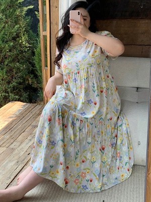 Plus Size Floral Print Nightdress Comfy Loungewear Any Occasion Cheap24