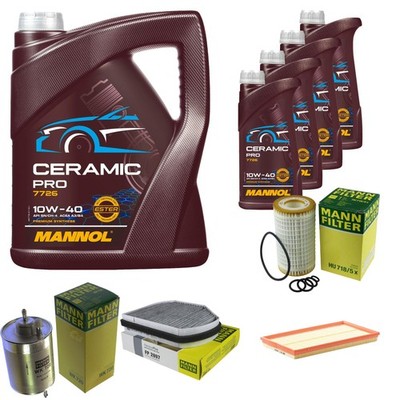 MANN Inspektionspaket 9L MANNOL Ceramic Pro 10W-40 für Mercedes-Benz CLK C208