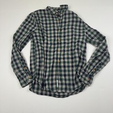 Lucky Brand Shirt Mens Medium Blue Green Plaid Slim Fit Button Down Casual