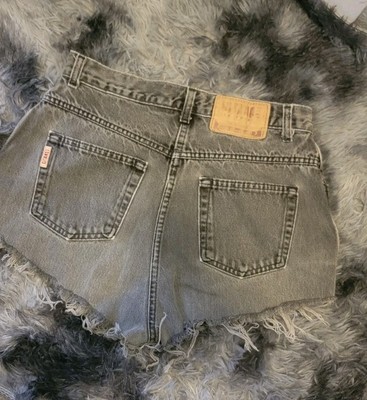 Y2k Vtg Gitano Black Denim Cut Off Shorts Tattered Edge 30'' Waist Festival