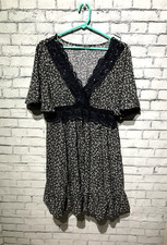 Shein, Women L, Navy Blue Short Sleeve Floral Lace Cottagecore Boho Sundress