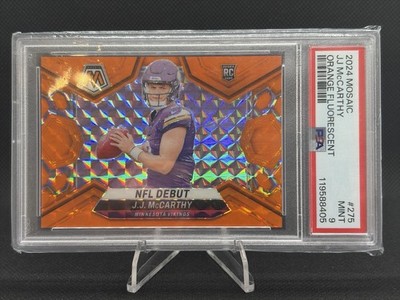 2024 Mosaic JJ McCarthy #275 Orange Fluorescent 9/25 PSA 9 Vikings Rookie RC