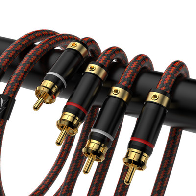 Pair Auidophile Oxgen-Free Copper 2 RCA Male Stereo Subwoofer Hifi Audio Cable