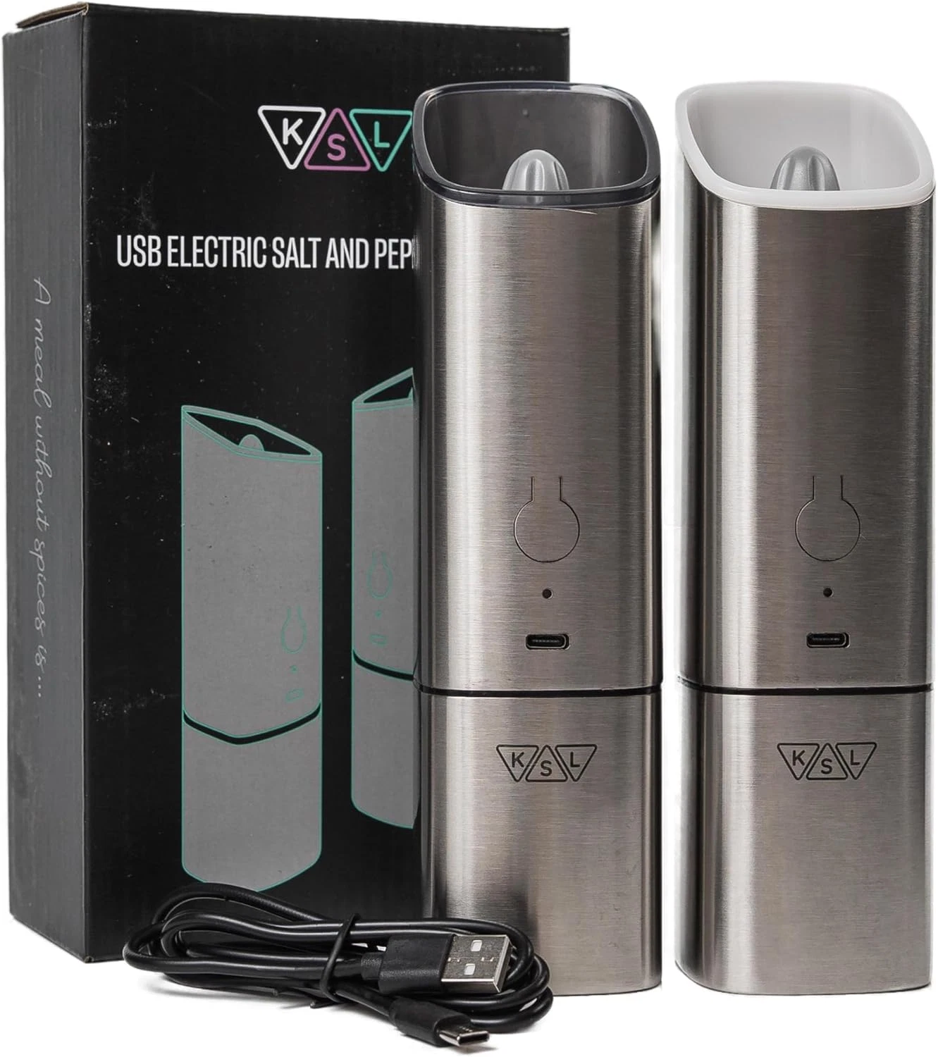KSL Gravity Electric Salt and Pepper Grinder Set, USB Rechargeable, Automatic 1