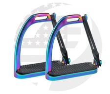 4'',4.25   ,4.50   ,4.75   ,5    Inch Rainbow Color Peacock Horse Stirrups Equest...