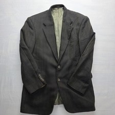 Vintage Oscar de la Renta Menswear Blazer 40R Brown Green Herringbone Wool Jacke