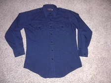 Vintage SOUTHEASTERN CODE 5 Blue soft rayon blend UNIFORM SHIRT Medium made USA