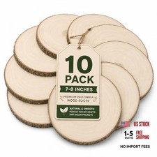 Wood Slices for Centerpieces - 7-8 Inches Round - 10 Pack - Rustic 10 Pack