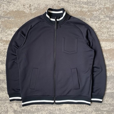 Wood Wood Men s Navy Track Bomber Jacket Varsity Stripe Full Zip Large