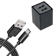 Home Wall Charger 6ft Long USB-C Cable 2-Port Power Adapter for Smart Phones