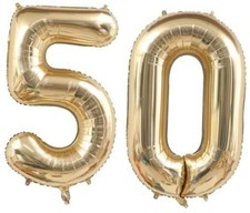 50 Balloon Number, 40 Inch Light Gold 50 Balloon Numbers, 50th Number 50