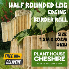 Half rounded Log Border Roll Garden Fencing Lawn Edging - 1.8M Long by 30cm Tall