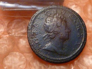 Original 1717 George I Colonial Times Halfpenny DUMP Issue #1