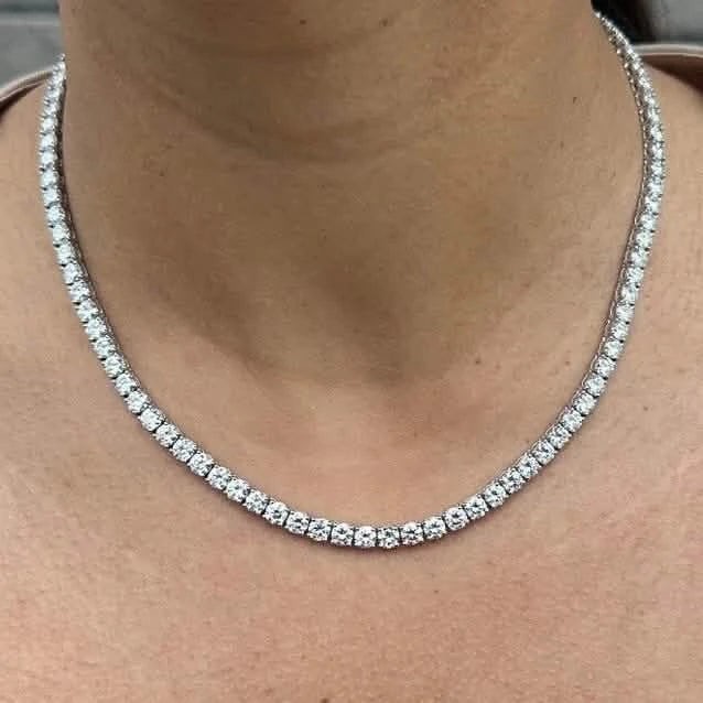 21 Carat Round Genuine Lab Grown Diamond Tennis Necklace 18