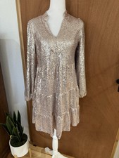 Vineyard Vines sequin tiered dress XS Gold Pink Party Whimsy Shower Wedding