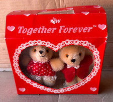 Vintage Russ Berrie Together Forever Valentine Teddy Bear Couple Plush Box