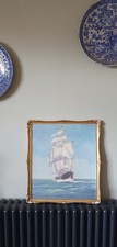 Vintage Oil Signed By Artist Clipper Ship