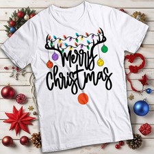 T-shirt maglietta uomo e donna Buon Natale con luci renne natalizie #MC